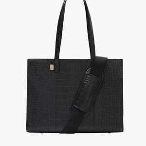 BEIS Black Croc Work Tote Bag